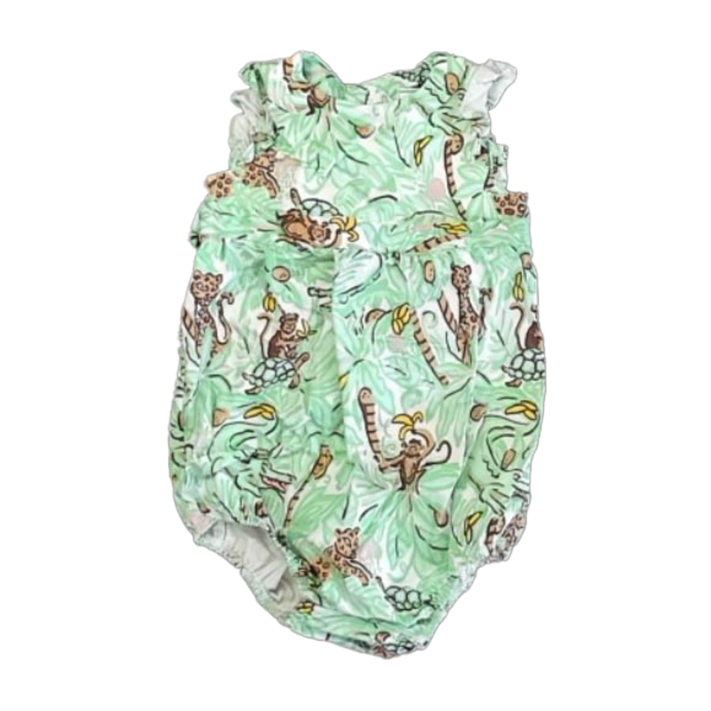 Classic Prep Girls Green Jungle Romper size: 18-24 Months